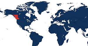 Map of the world highlighting British Columbia, Canada, which set a legal precedent in Xu v. NDAX on how crypto exchanges discharge their duty of care.
